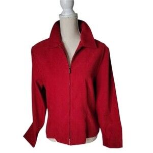 BRIGGS red light jacket blazer Size 8P petite front zippered polyester blend